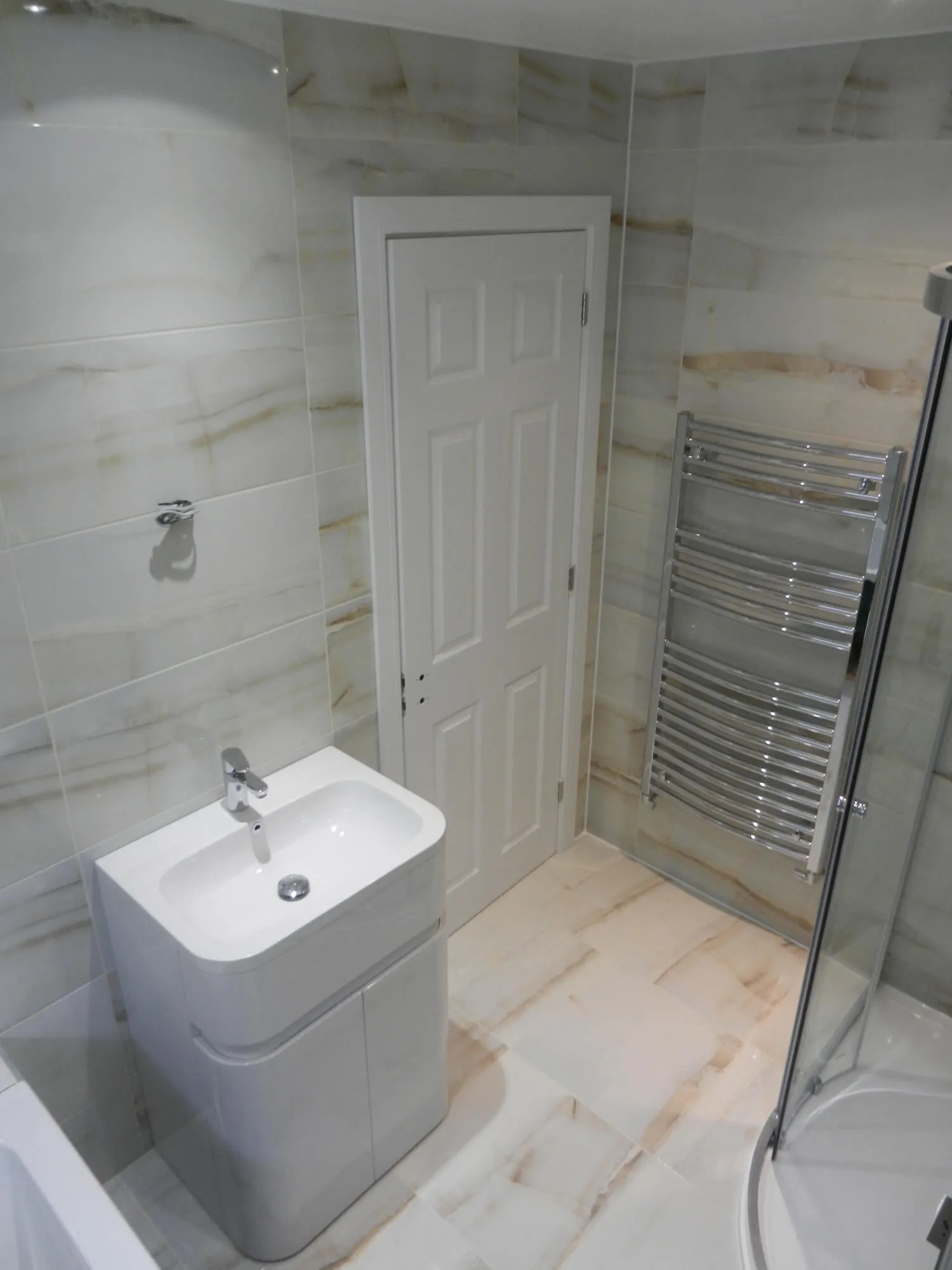 Bathroom wall and floor tiling detail